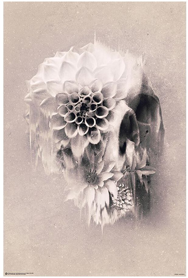 Ali Gülec Decay Skull Poster black white