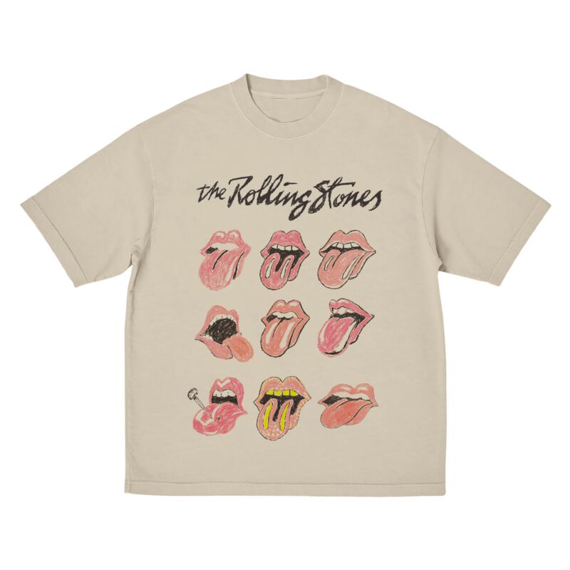 T-Shirt - Sketch Tongues - S bis 3XL - für Männer - Größe 3XL - beige - Lizenziertes Merchandise! - Männer - male