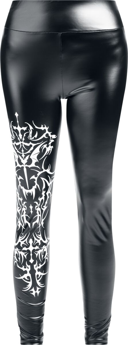 Black Blood by Gothicana - Gothic Leggings - Bloodsworn to Tepes Wet Look Leggings - S bis XXL - für Damen - Größe S - schwarz