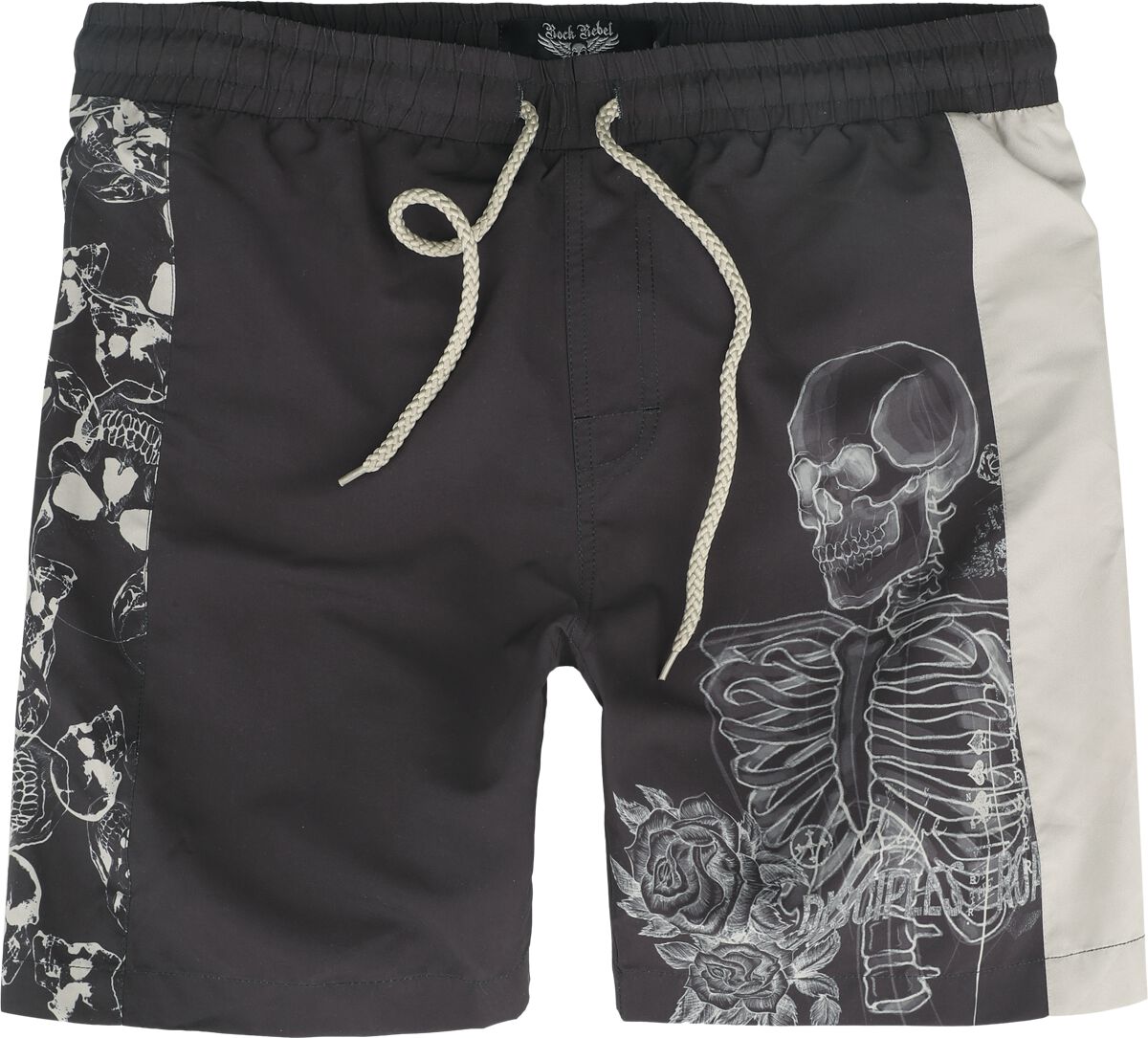 Image of Bermuda di Rock Rebel by EMP - swim shorts with skeleton print - S a XXL - Uomo - grigio scuro