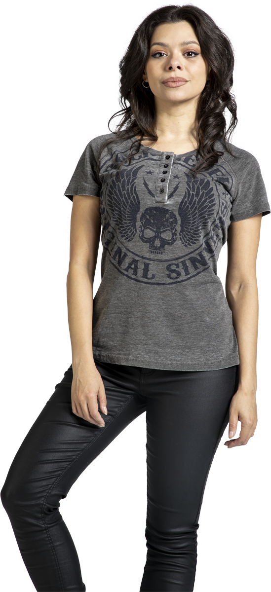 Thumbnail - Rock Rebel by EMP Skulls & Details T-Shirt grau in S