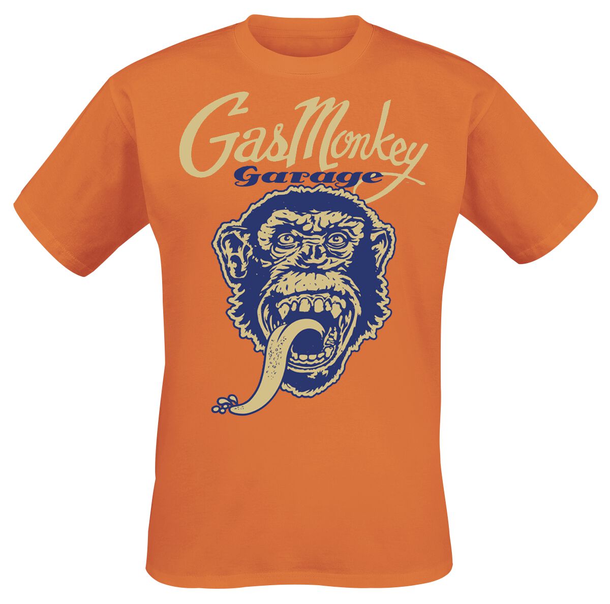 Gas Monkey Garage T-Shirt - Monkey Head - S bis M - für Männer - Größe S - orange  - Lizenzierter Fanartikel