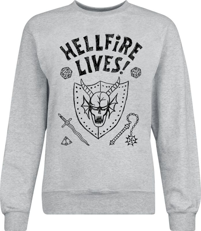 Stranger Things Sweatshirt - Season 5 - Hellfire Lives! - S bis XXL - für Männer - Größe XXL - grau  - Lizenzierter Fanartikel