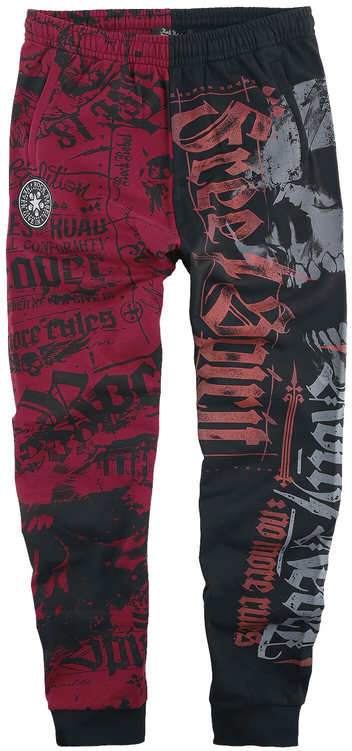 Image of Pantaloni tuta di Rock Rebel by EMP - Joggers with All Over Print - L - Uomo - nero/rosso