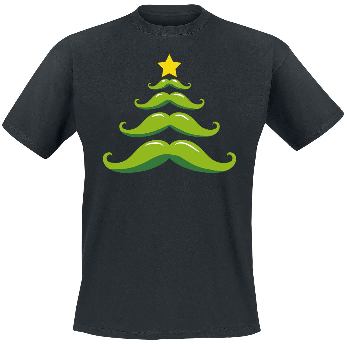 Moustache Christmas Tree  T-Shirt black