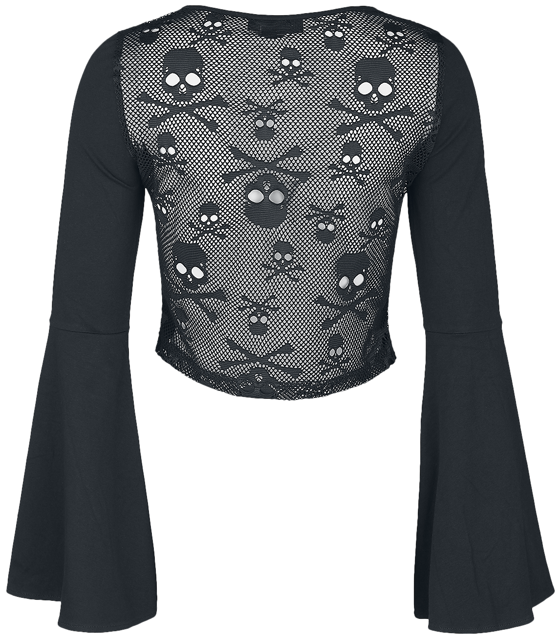 Jawbreaker - Gothic Langarmshirt - Hall Kitten Crop top with bell sleeves - L bis XXL - für Damen - Größe XXL - schwarz