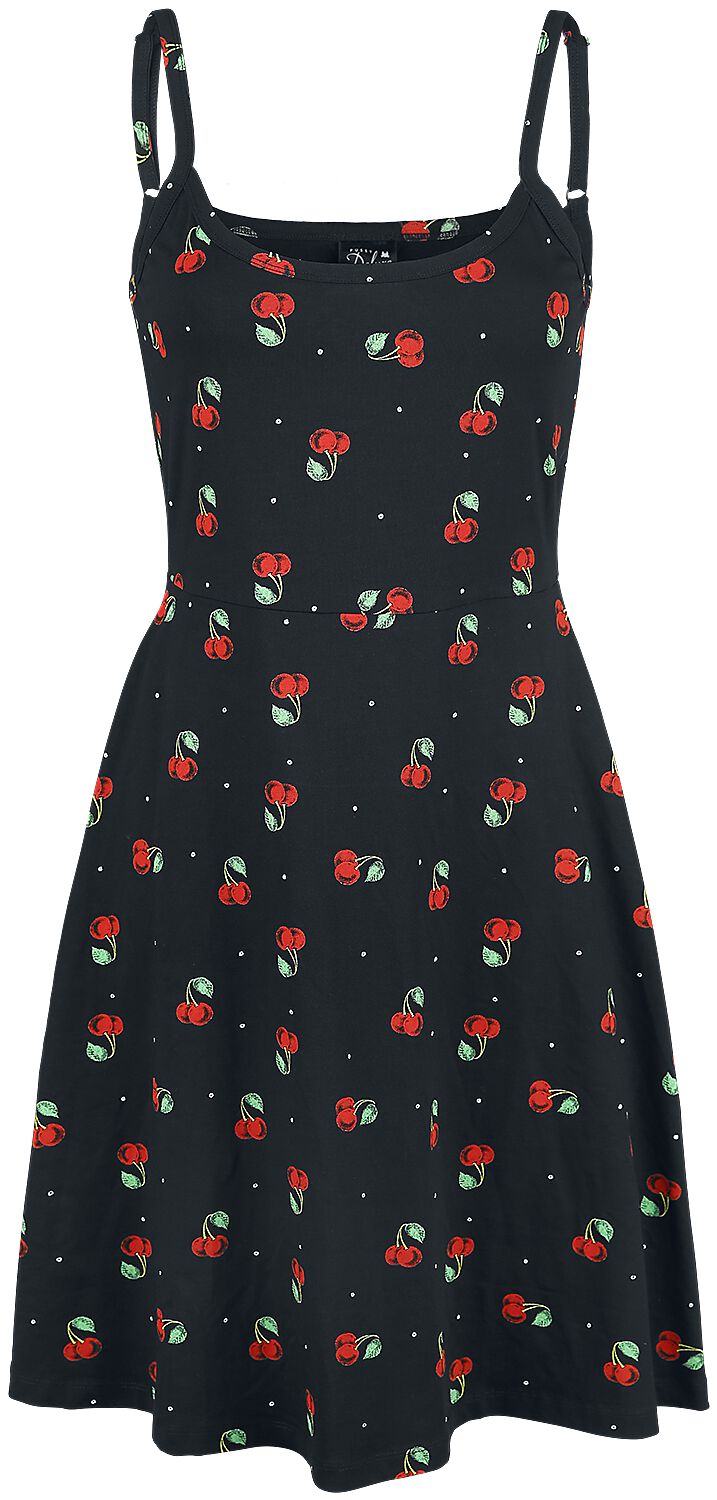 Image of Abito media lunghezza Rockabilly di Pussy Deluxe - Sweet Cherry Dress - XS a XXL - Donna - nero