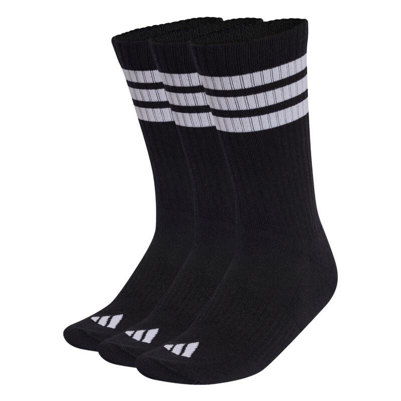 adidas Unisex 3Stripes Cushioned Sportswear Crew Socks 3 Pair Pack, black/white/white, 45-48