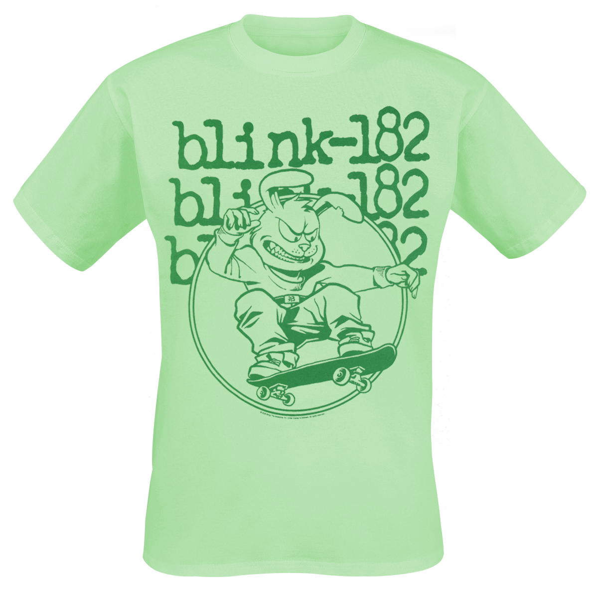 Blink 182  T-Shirt - Skateboard Bunny Mono - for Men - green