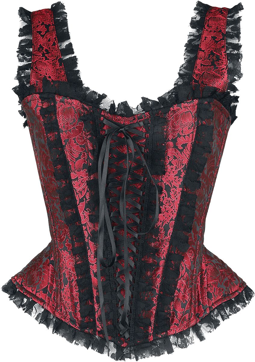 Gothicana by EMP Red Lace Corset with Straps Corsage dark red