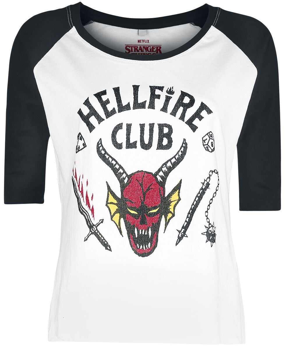 Stranger Things - Hellfire Club - T-shirt manches longues - Femme - blanc noir 526849XL 4064854620063.0