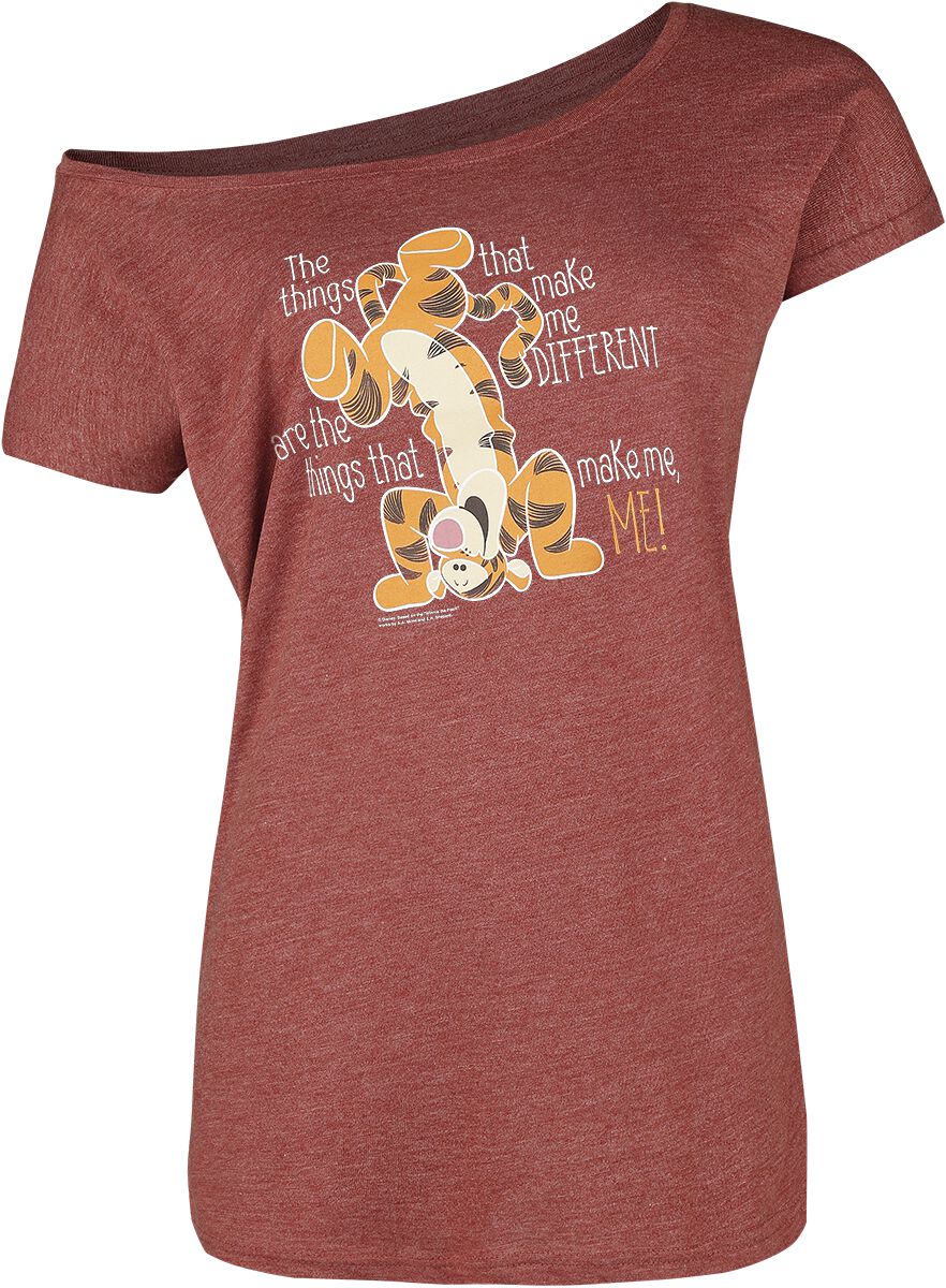 Winnie The Pooh - Disney T-Shirt - Tigger - Different - S bis 5XL - für Damen - Größe XL - rot meliert  - Lizenzierter Fanartikel