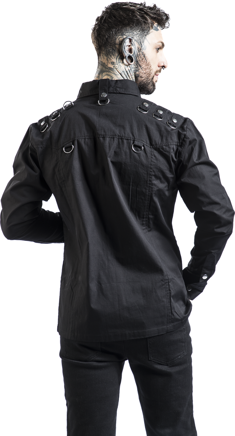 Poizen Industries - Gothic Langarmhemd - Conan Shirt - L bis XXL - für Männer - Größe L - schwarz