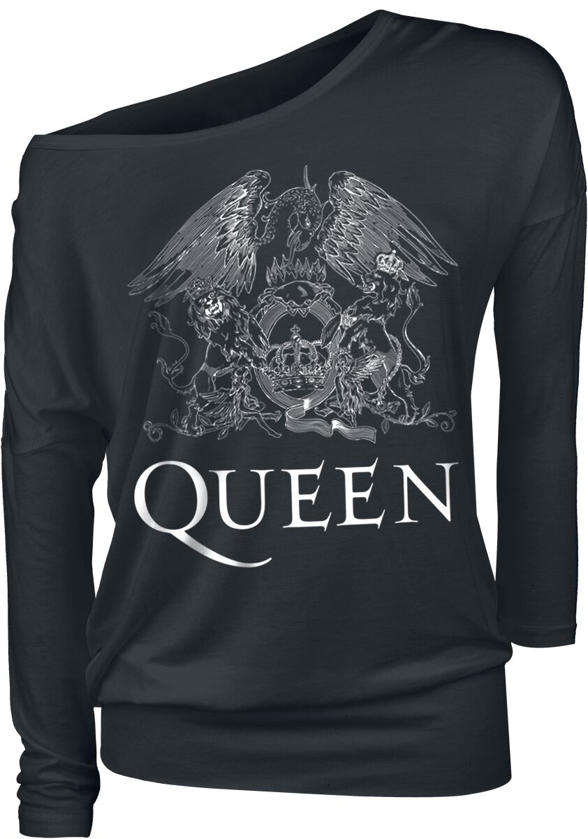 T-shirt manches longues de Queen - Blason Vintage - S à XL - pour Femme - noir