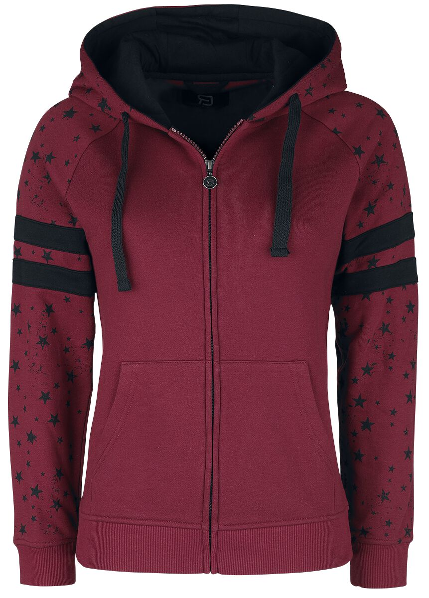 Image of Felpa jogging di RED by EMP - Zip hoodie with black stars - S a XL - Donna - bordeaux