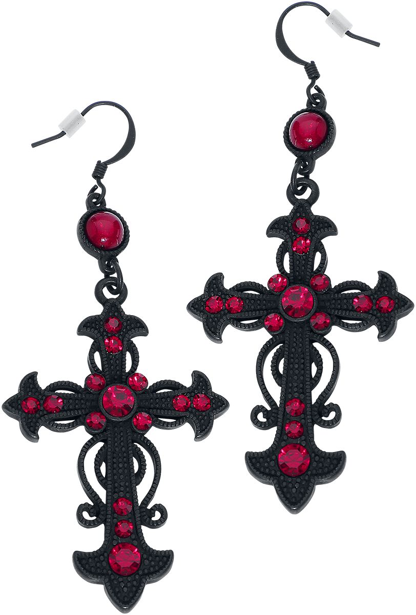 Gothicana by EMP Red Crosses Ohrring schwarz rot