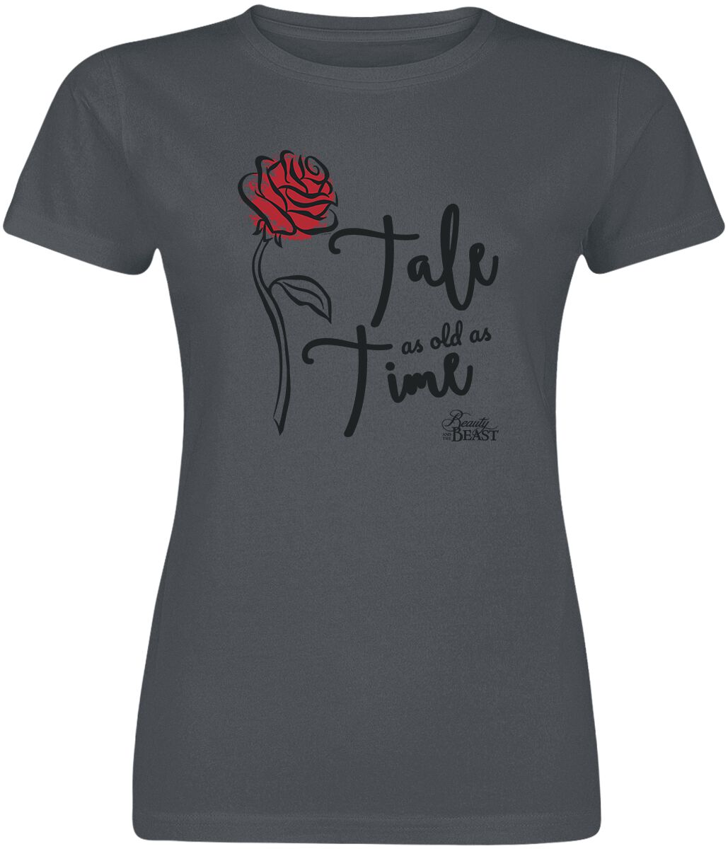 T-Shirt Manches courtes Disney de La Belle Et La Bête - Tale As Old As Time - M - pour Femme - gris