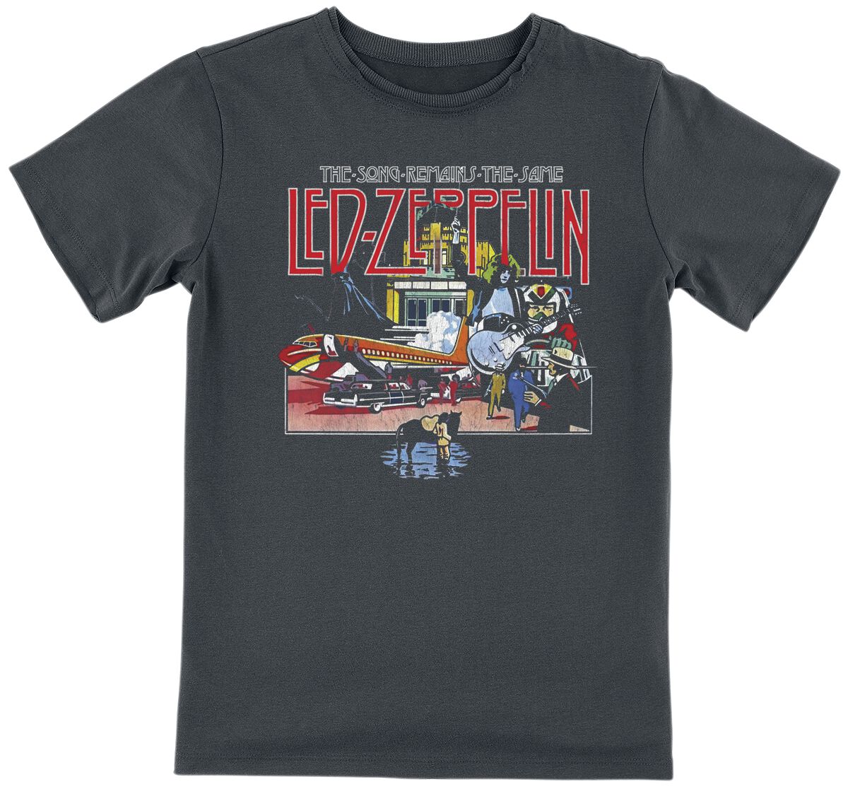 Led Zeppelin T-Shirt für Kinder – Amplified Collection – Kids – The Song Remains The Same Tour – für Mädchen & Jungen – charcoal – Lizenziertes Led Zeppelin T-Shirt für Kinder – Amplified Collection – Kids – The Song Remains The Same Tour – für Mädchen & Jungen – charcoal – Lizenziertes