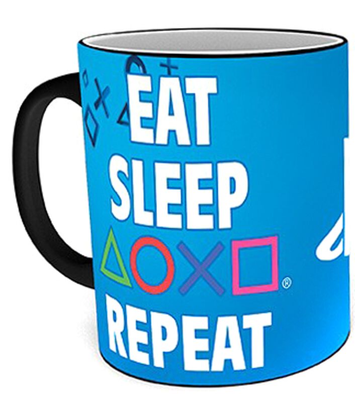 Gaming Playstation Eat Sleep Repeat - Tasse mit Thermoeffekt | Playstation Tasse