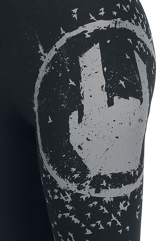 Große Größen Frauen Schwarze Leggings mit Rockhand-Print Stage Collection Leggings