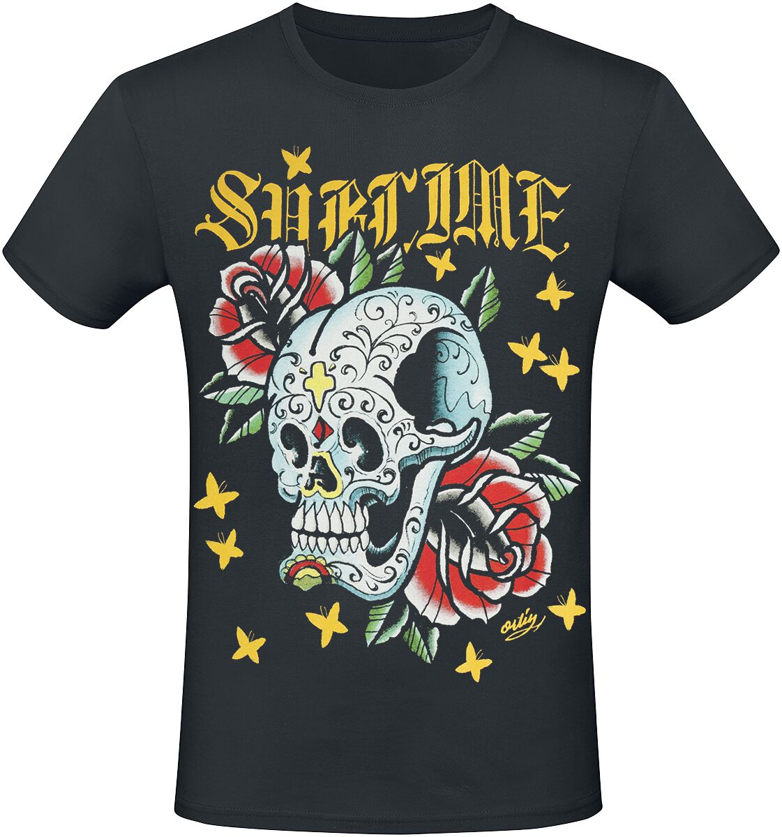 Sublime T-shirt - Flowers Skull - S tot 3XL - voor Mannen - zwart