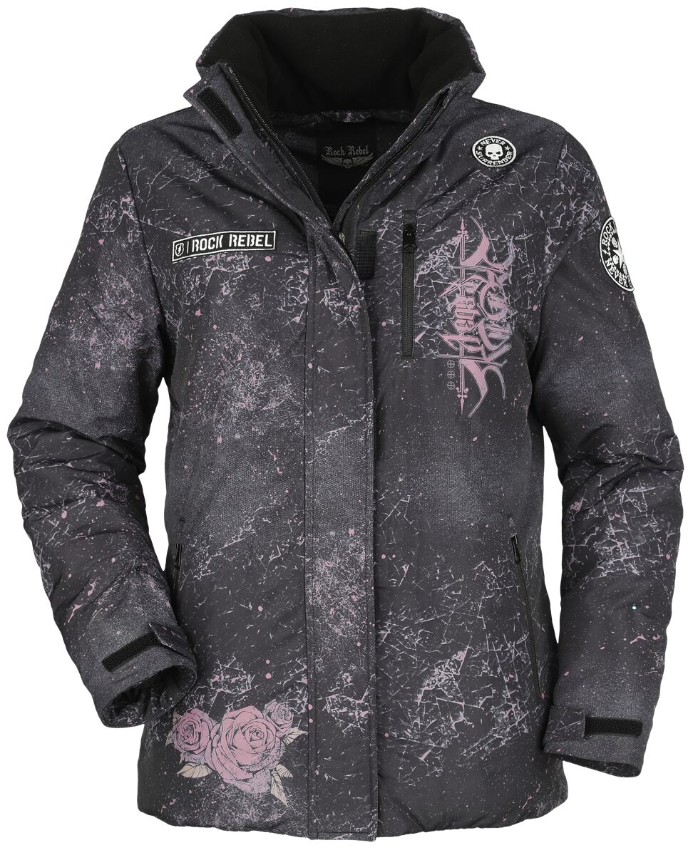 Image of Giacca invernale di Rock Rebel by EMP - Rock Rebel jacket with skull print - S a XXL - Donna - grigio