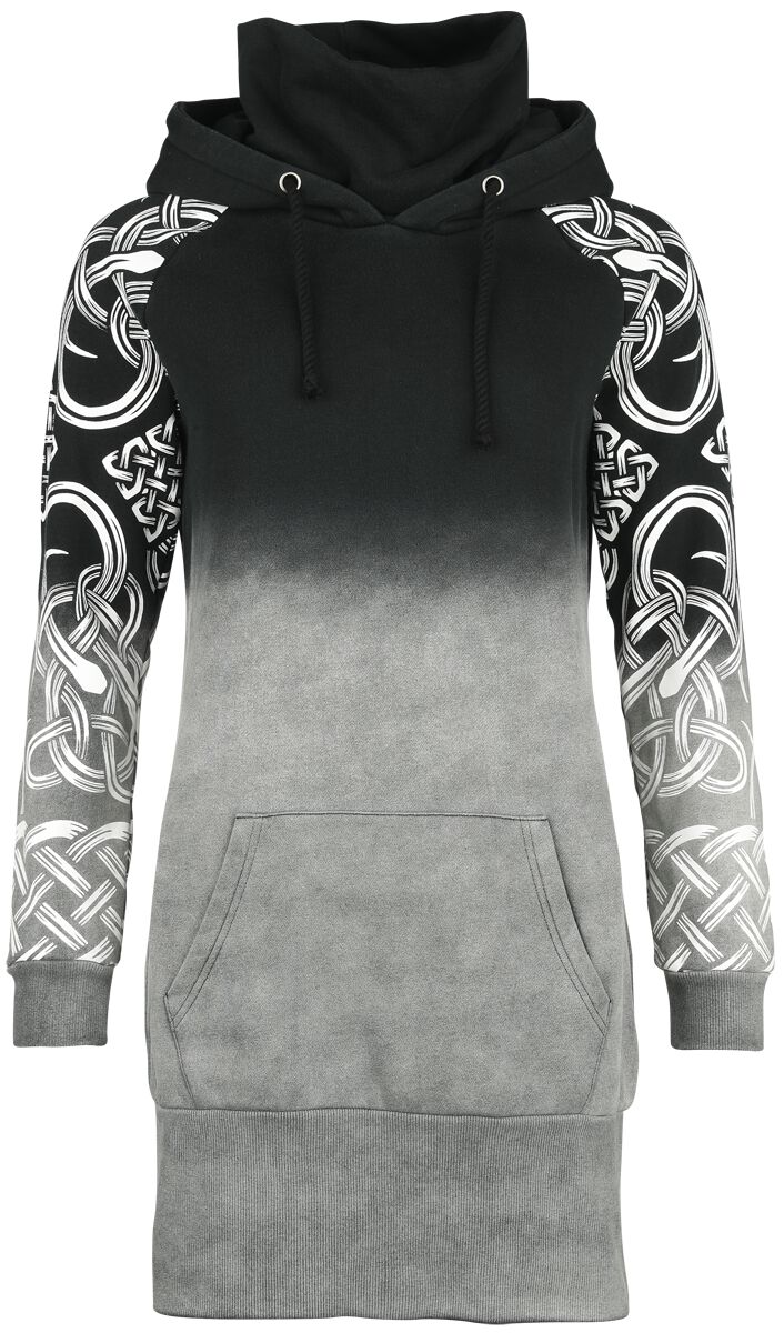 Black Premium by EMP Hoodie Dress with Celtic Ornaments Kurzes Kleid grau schwarz in S