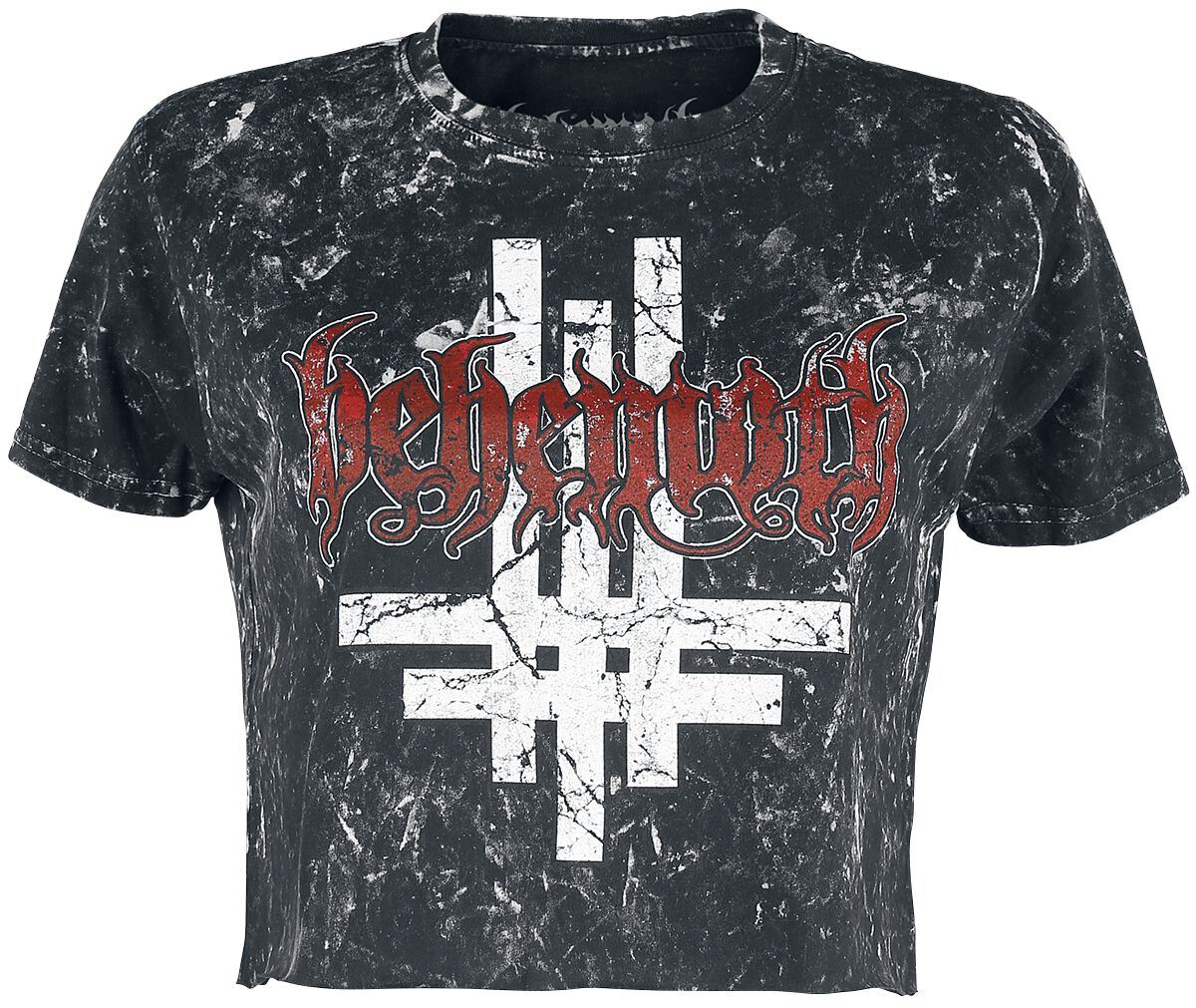 Image of Behemoth Distressed Webnet Girl-Shirt schwarz/weiß