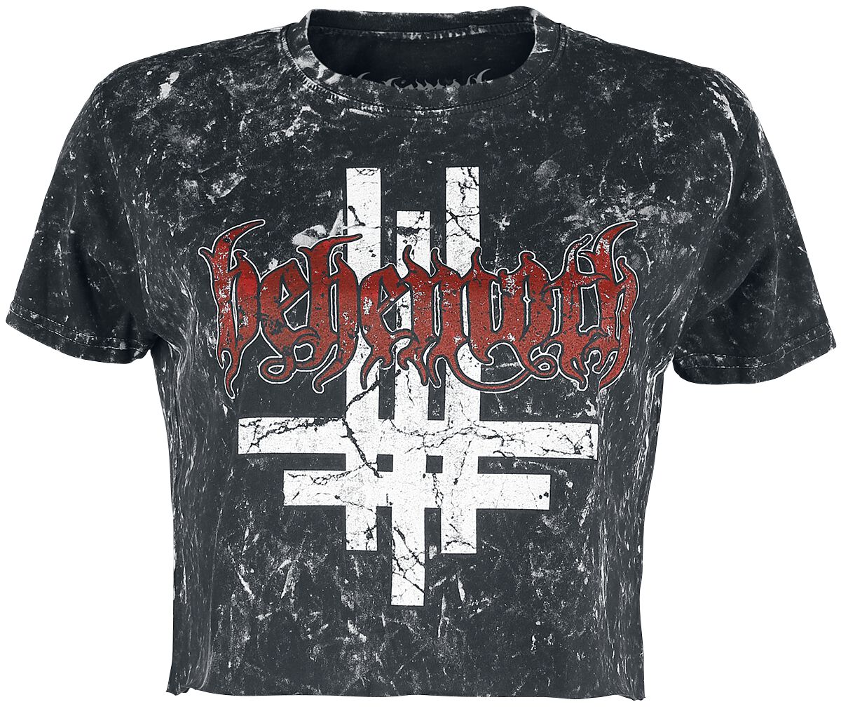 Behemoth Distressed Webnet T-Shirt schwarz weiß