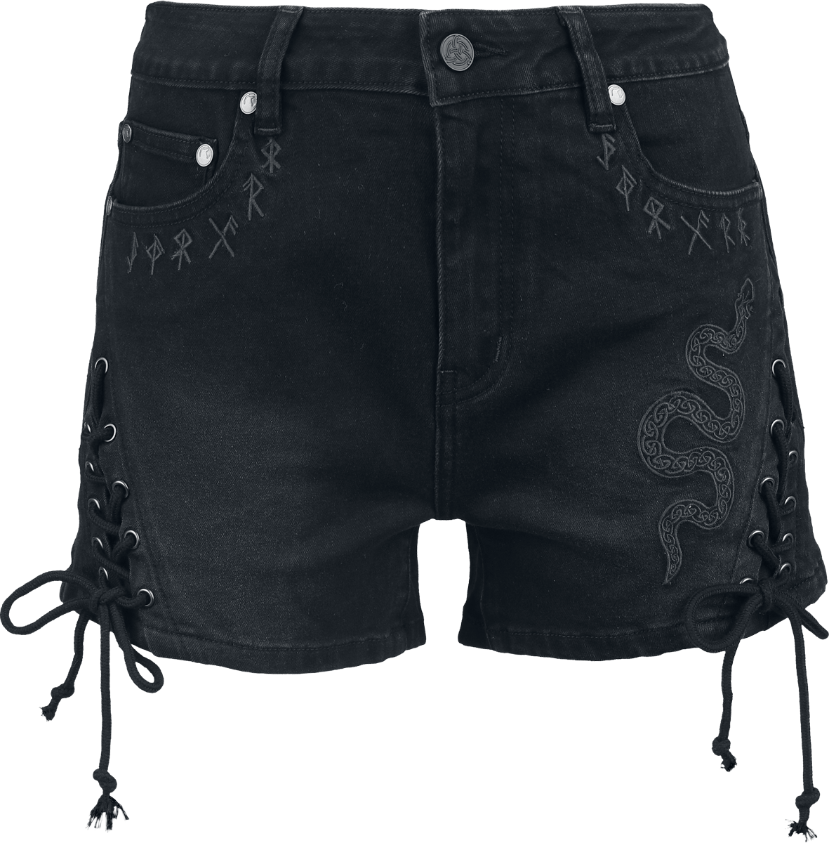 Black Premium by EMP  Shorts - Celtic Snake - Denim Shorts with lacing - for Women - black