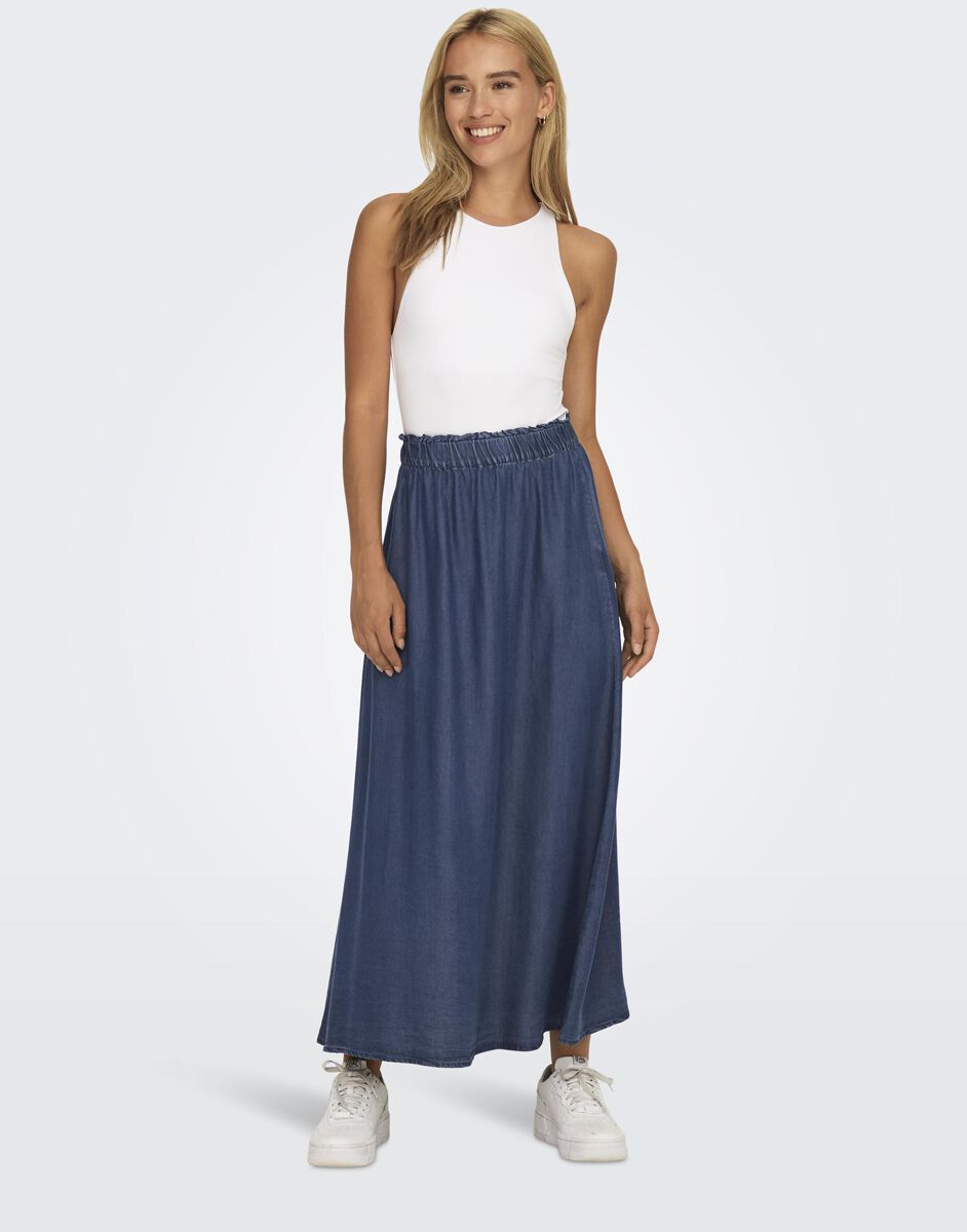 Image of Gonna lunga di Only - Onlpema Venice long skirt DNM NOOS - XS a L - Donna - blu scuro