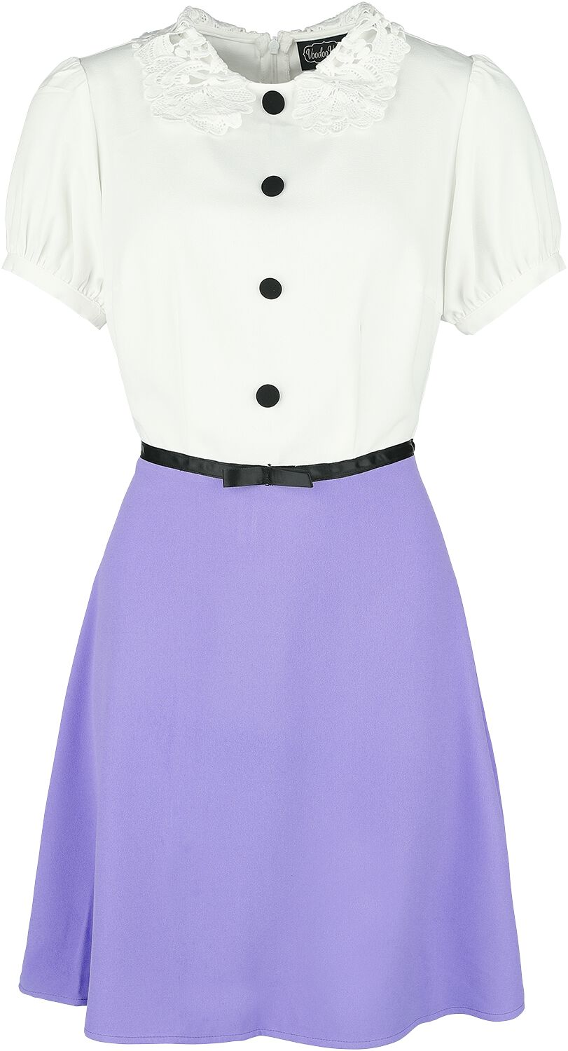 Voodoo Vixen Contrast Babydoll Dress Short dress white purple