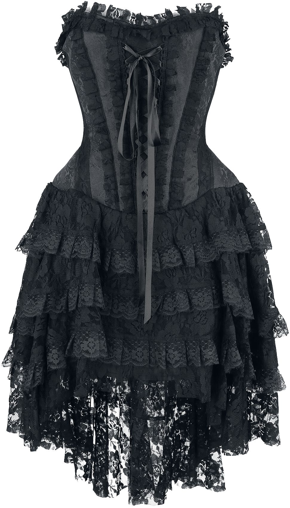 Gothicana by EMP Gothic Kurzes Kleid Aufwendiges Gothic Kleid mit Korsage und Vokuhila Rock S bis XXL für Damen Größe M schwarz  - Onlineshop EMP
