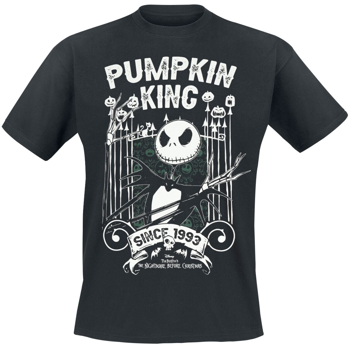 The Nightmare Before Christmas - Disney T-Shirt - Pumpkin King Since 1993 - S bis XXL - für Männer - Größe S - schwarz  - Lizenzierter Fanartikel