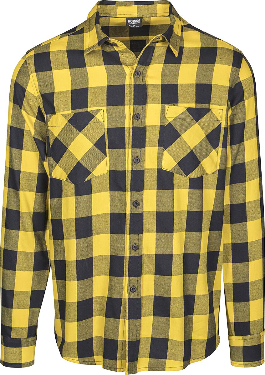 Image of Camicia in flanella di Urban Classics - Checked Flannel Shirt - S a 5XL - Uomo - nero/giallo