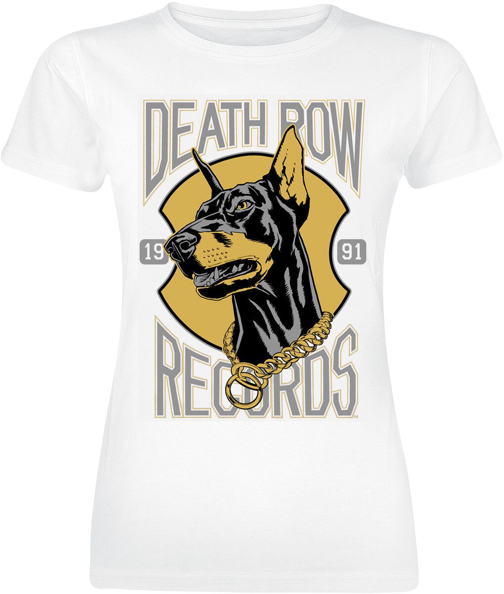 Death Row Records T-Shirt - Dog Logo - S bis XL - für Damen - Größe S - weiß  - Lizenziertes Merchandise!