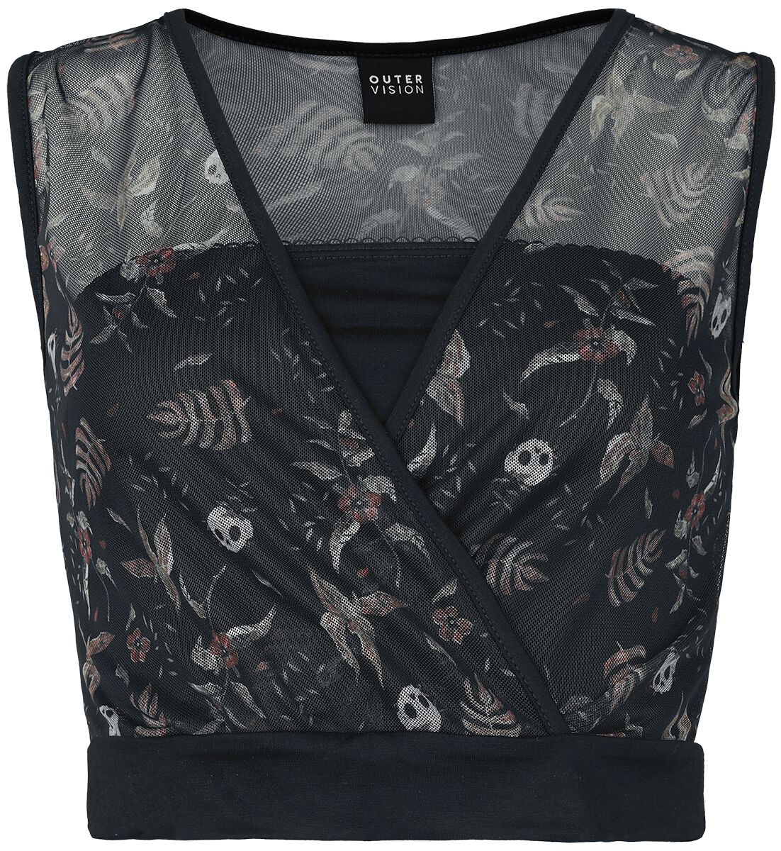 Outer Vision Top - Decadence Pattern - XL bis XXL - für Damen - Größe XL - schwarz