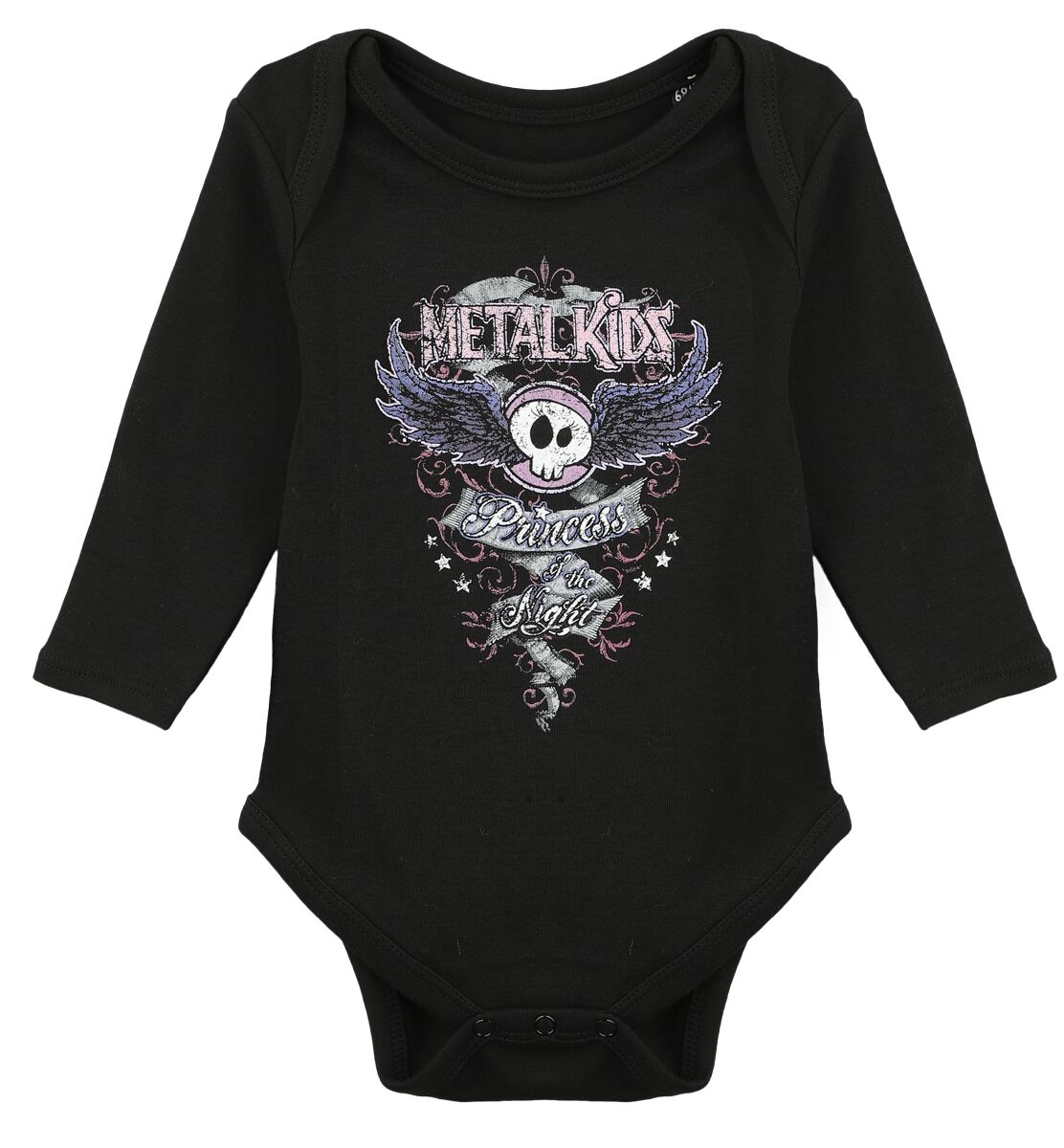 Image of Body di Metal Kids - ‘Princess of the Night’ long-sleeved body - 56/62 a 80/86 - ragazze - nero/multicolore
