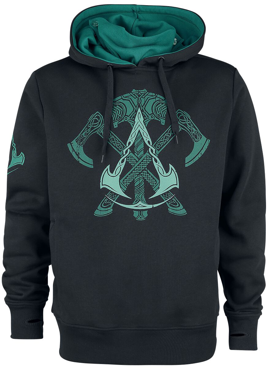 Assassin’s Creed Valhalla – Axt & Hammer Kapuzenpullover schwarz petrol