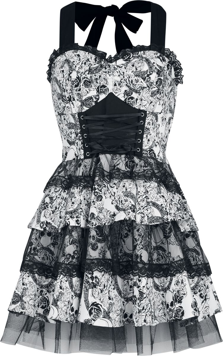 Robe courte Rockabilly de H&R London - Dark Rebel - Robe Swing - XS à XXL - pour Femme - noir/blanc