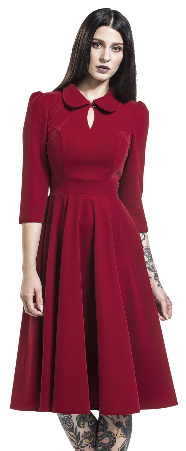Image of Abito media lunghezza Rockabilly di H&R London - Glamorous Velvet Tea Dress - XS a 6XL - Donna - rosso