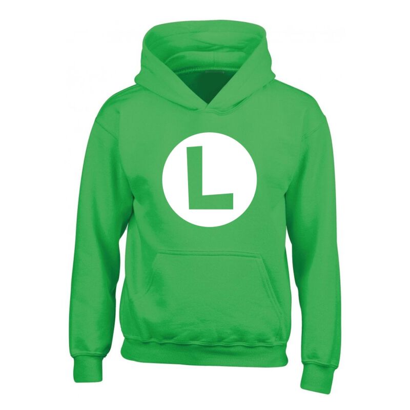 Super Mario - Gaming Kapuzenpullover für Kinder - Luigi Badge - für Mädchen & Jungen - grün