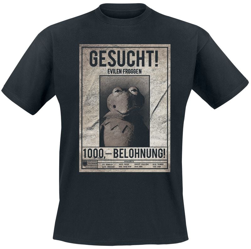 Muppetene - Disney T-skjorte - Evilen Froggen Poster - M til 3XL - Herrer - svart