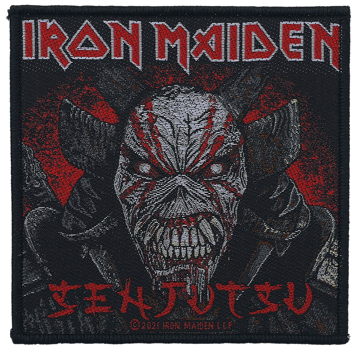 Senjutsu Back Cover Patch schwarz/rot von Iron Maiden
