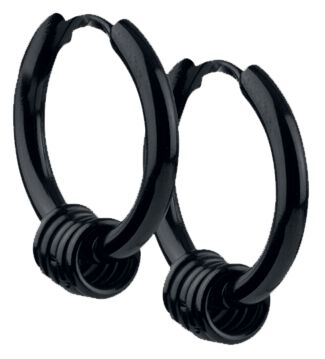 Image of Orecchino di etNox - Hoop Earrings with Rings - Donna - nero