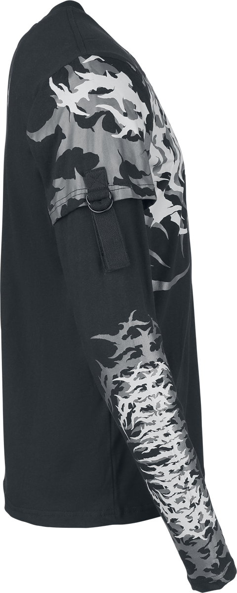 Thumbnail - Heartless Akumu Top Mens Black/Grey Langarmshirt schwarz in 4XL