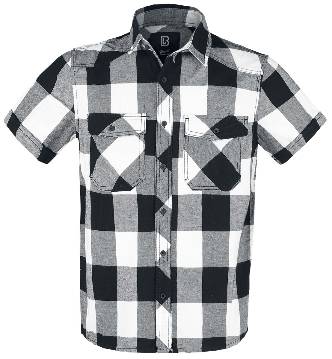 Brandit Kurzarmhemd - Checkshirt halfsleeve - S bis 5XL - für Männer - Größe 4XL - weiß/schwarz