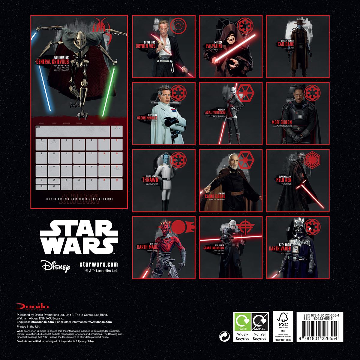 Star Wars Villains - Wandkalender 2023 Wandkalender multicolor