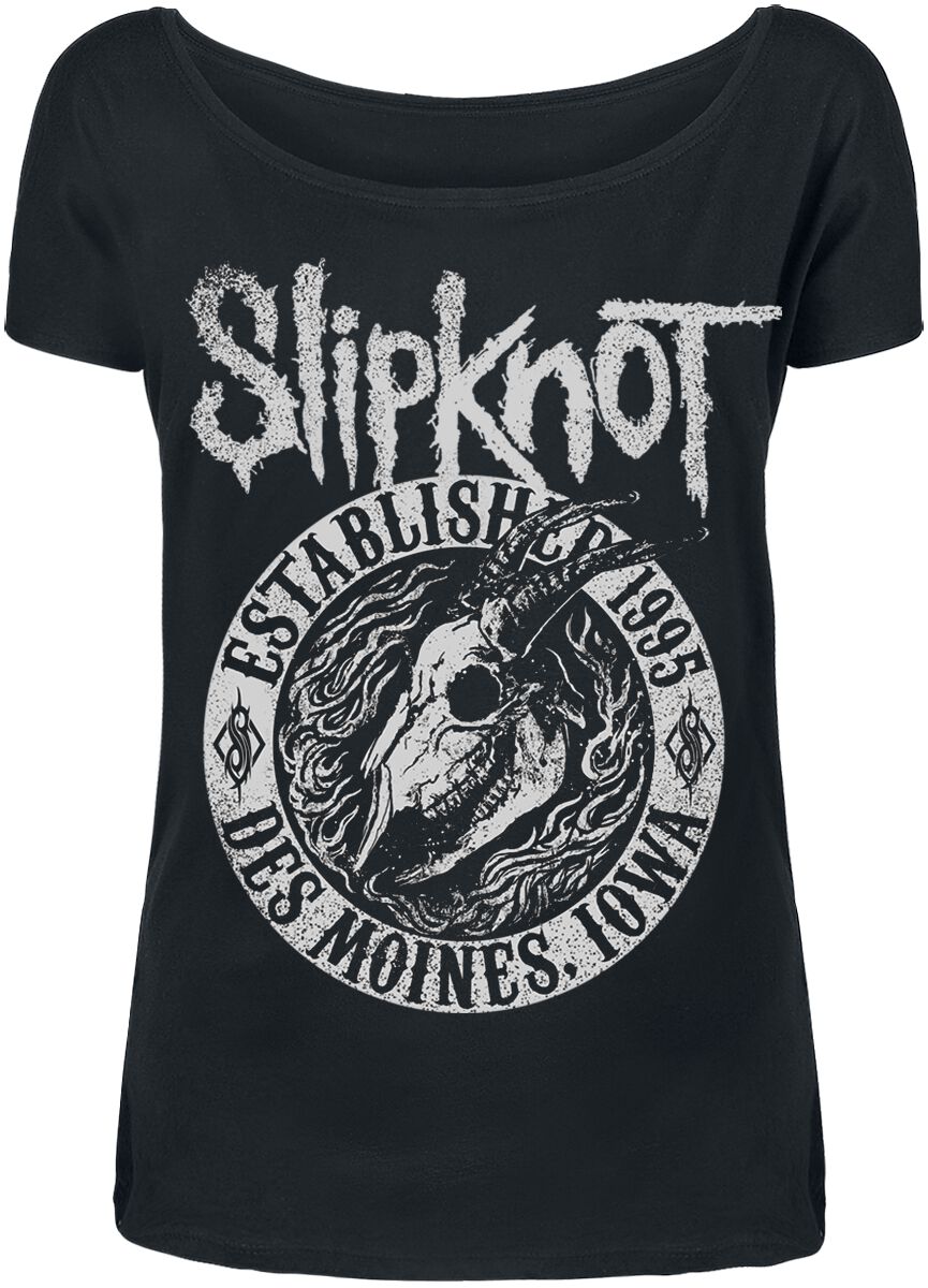 T-Shirt Manches courtes de Slipknot - Flaming Goat - S à 3XL - pour Femme - noir