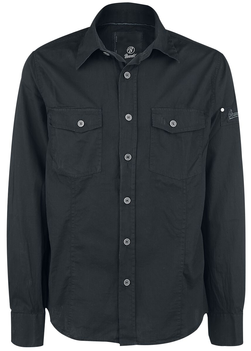 Brandit Langarmhemd - Slim Fit Shirt - 3XL bis 7XL - für Männer - Größe 5XL - schwarz